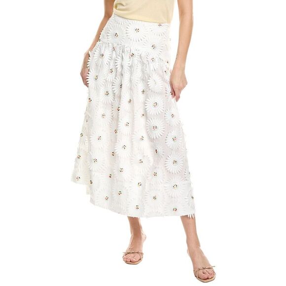 FARM Rio Dresses & Skirts - White Floral Eyelet Maxi Skirt - Elegant Women’s Skirt